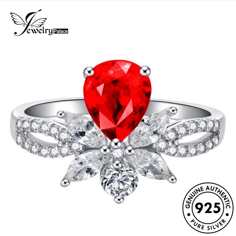 Jewelrypalace Cincin Perak Mahkota Temperamen Ruby Original925 Wanita R1736