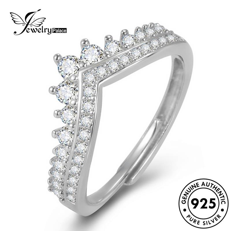 Jewelrypalace Cincin Moissanite Asli Wanita Mahkota Berlian Silver Gold925 R1754