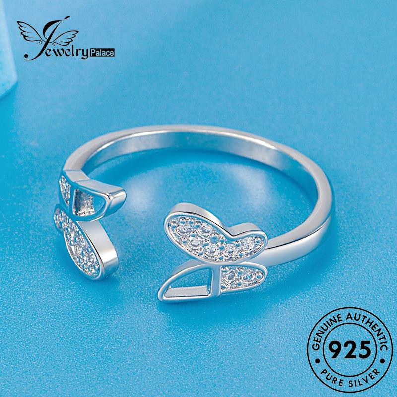 Jewelrypalace Butterfly Berlian Wanita Asli Perak925 Cincin Moissanite R1755