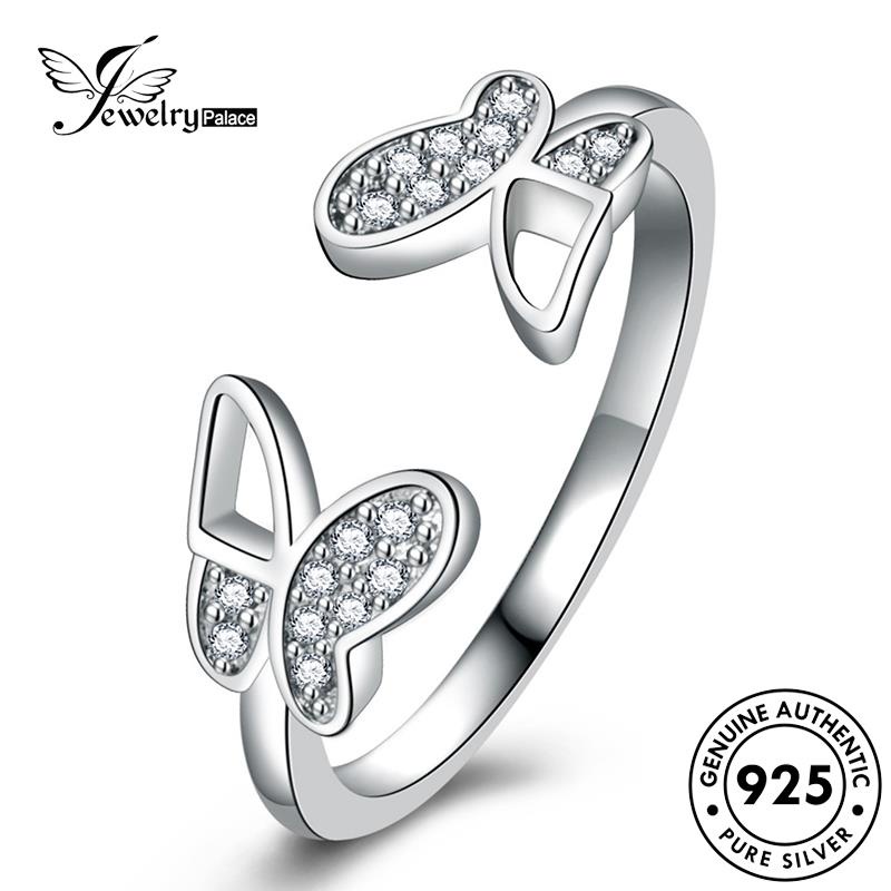 Jewelrypalace Butterfly Berlian Wanita Asli Perak925 Cincin Moissanite R1755