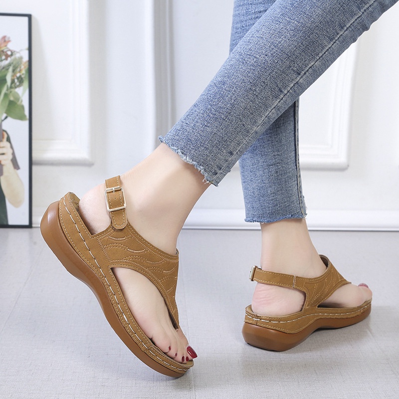 Sendal Wedges Fuji Perempuan Cewek Aesthetic Soft Slip On Flip Flop Cantik Bagus Comfort Fashion Terbaru Import 727