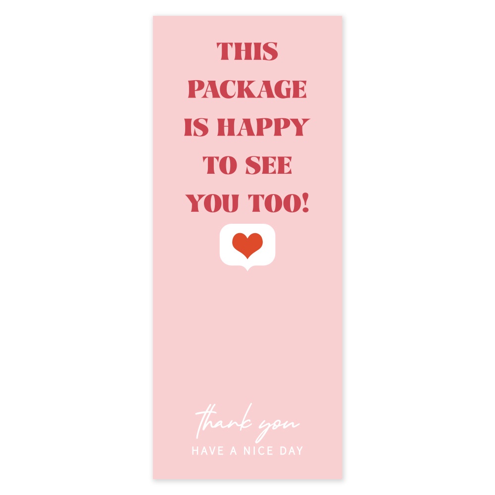 STICKER THANK YOU THIS PACKAGE IS HAPPY TO SEE YOU / STIKER LABEL OPEN ME PINK