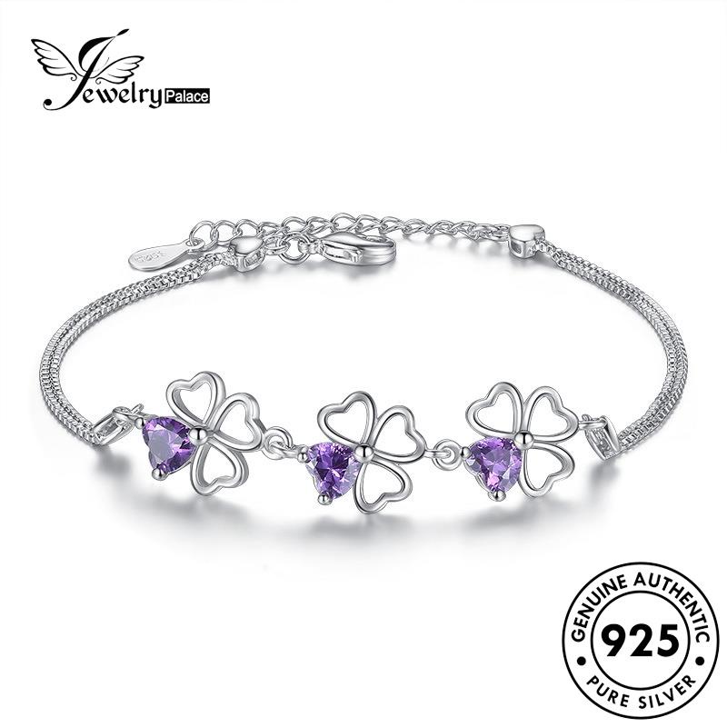 Jewelrypalace Gelang Perak Amethyst925 Bunga Hollow Wanita Asli B37