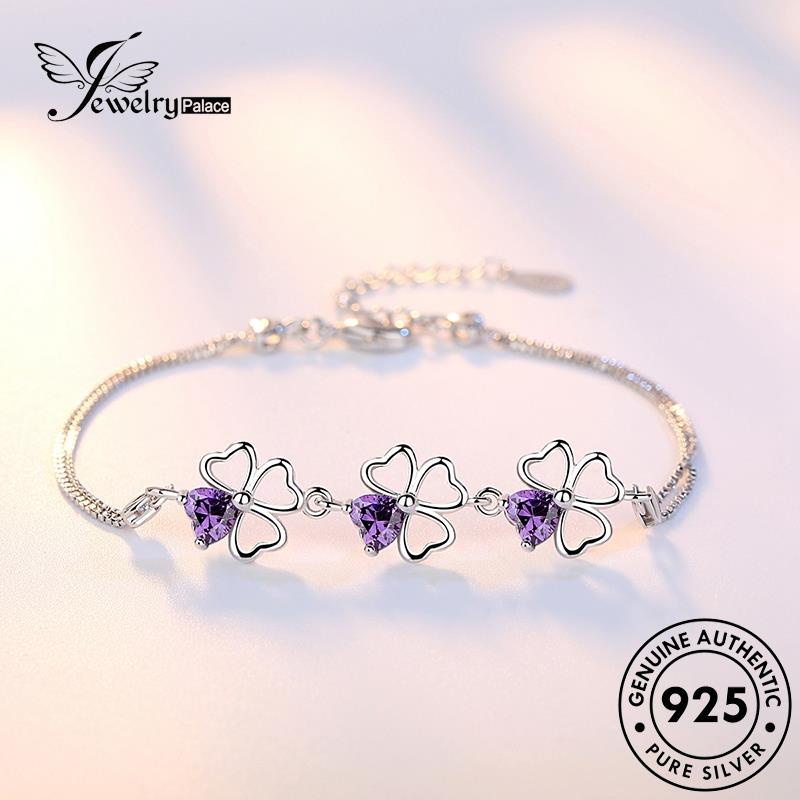 Jewelrypalace Gelang Perak Amethyst925 Bunga Hollow Wanita Asli B37