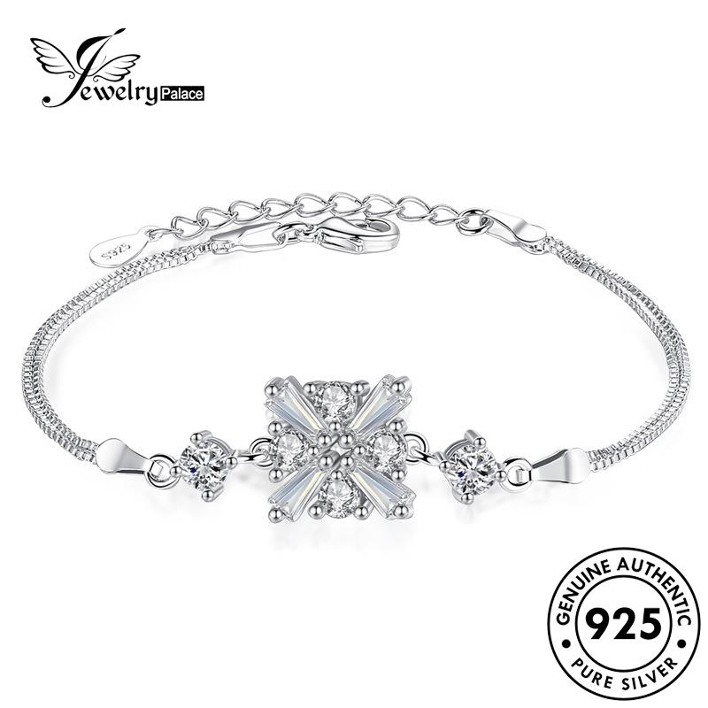 Jewelrypalace Gelang Perak925 Wanita Asli Moissanite Kepribadian Persegi Berlian B91