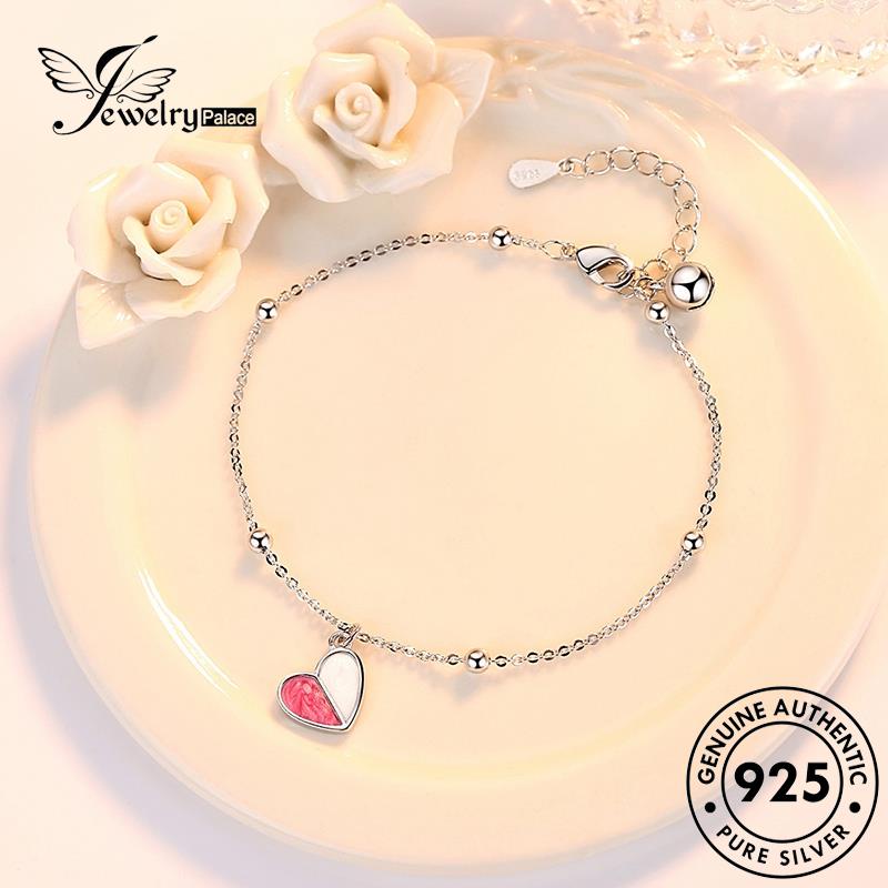 Jewelrypalace Asli925 Wanita Lucu Perak Gelang Hati Kristal B110