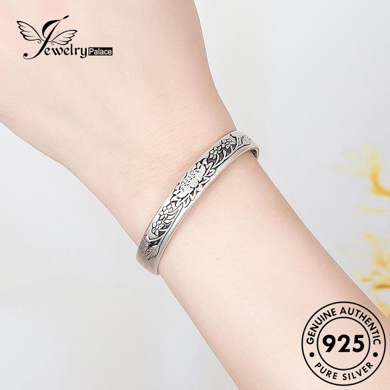 Jewelrypalace 925gelang Tangan Wanita Vintage Asli Lotus Silver B139