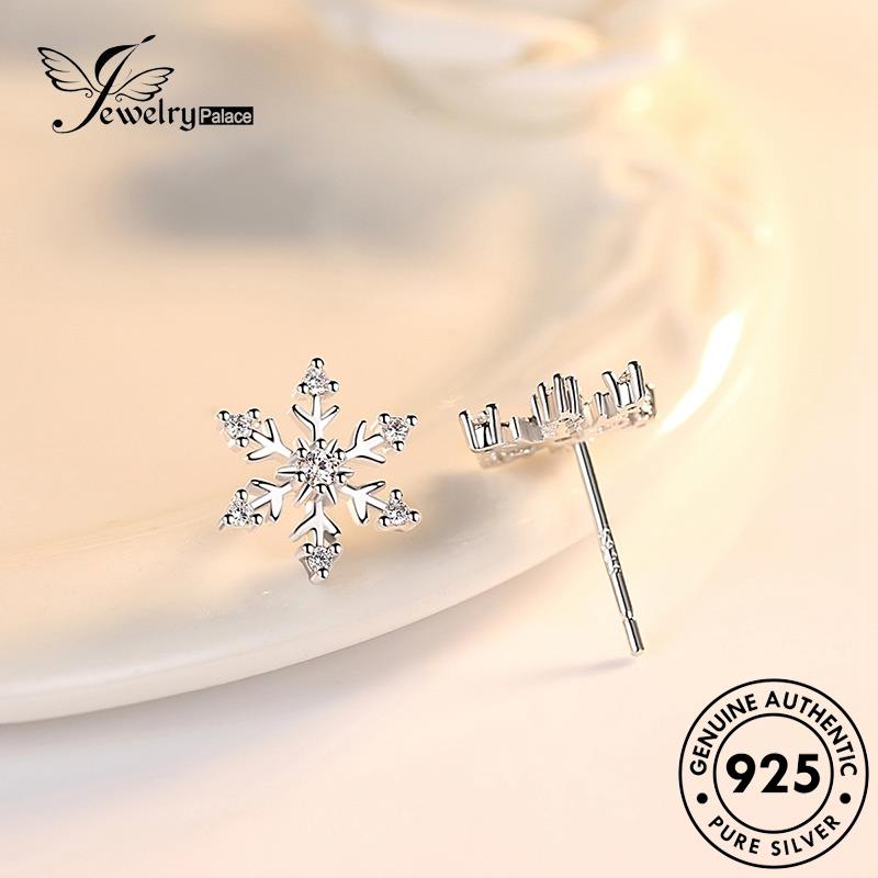 Jewelrypalace Sweet Snowflake Stud Berlian925 Anting Perak Wanita Moissanite Asli E6