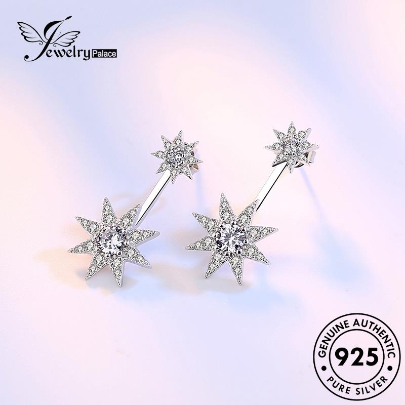 Jewelrypalace Anting Fashion Wanita Asli Moissanite 925bintang Segi Delapan Berlian Perak Stud E106