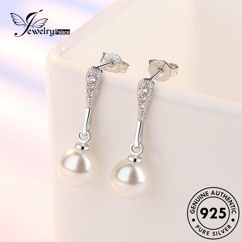 Jewelrypalace Stud Temperamen925Drop Wanita Asli Anting Perak Bentuk Mutiara E118