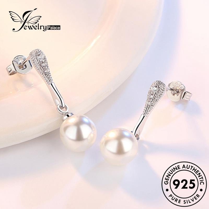 Jewelrypalace Stud Temperamen925Drop Wanita Asli Anting Perak Bentuk Mutiara E118