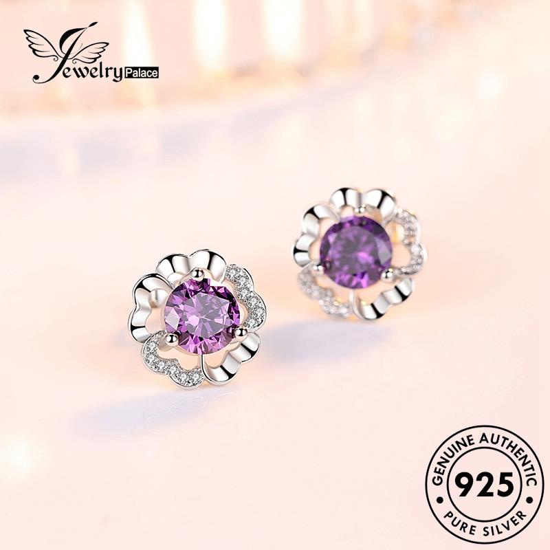 Jewelrypalace Stud Wanita Perak925 Asli Moissanite Anting Peach Berlian Fashion Blossom E119