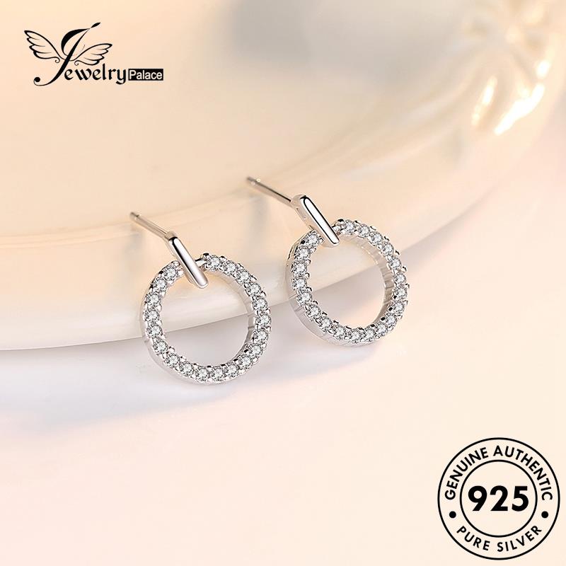 Jewelrypalace925 Berlian Asli Wanita Perak Kepribadian Stud Anting Moissanite Bulat E150