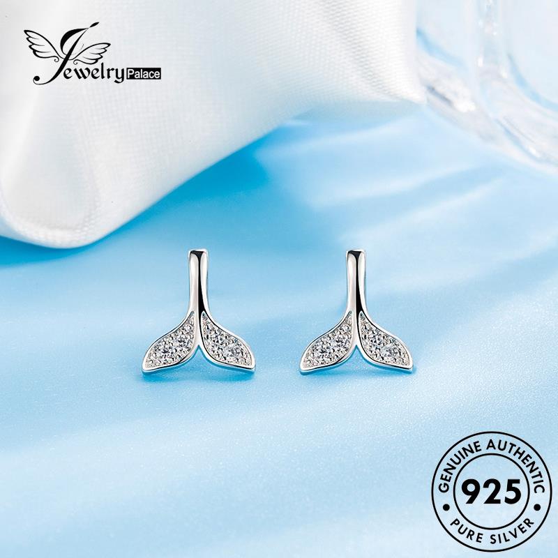 Perhiasanpalace Fishtail Berlian925Asli Wanita Kepribadian Perak Stud Moissanite Anting E179