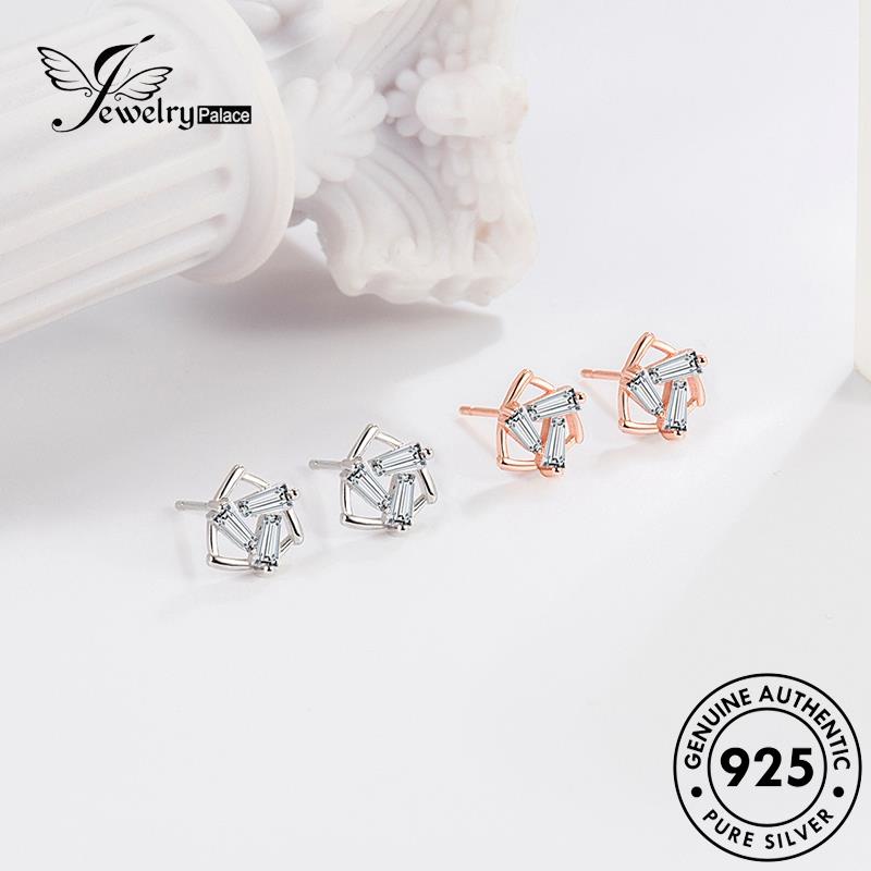 Jewelrypalace Asli Mutiara Stud Perak Emas Anting Segitiga Temperamen Wanita925 E214