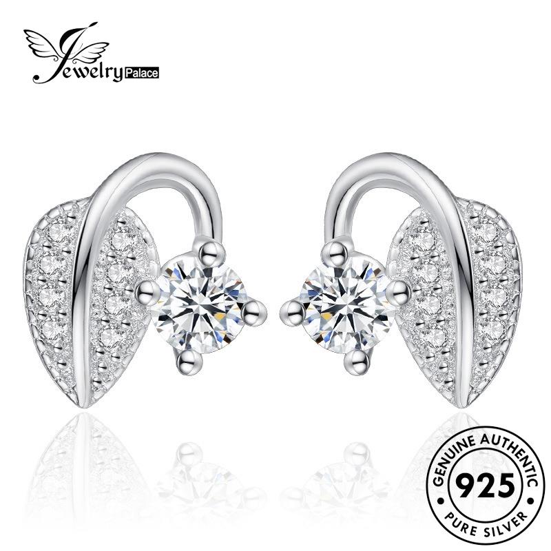 Jewelrypalace Daun Kepribadian Berlian Asli925 Wanita Perak Moissanite Stud Earrings E219