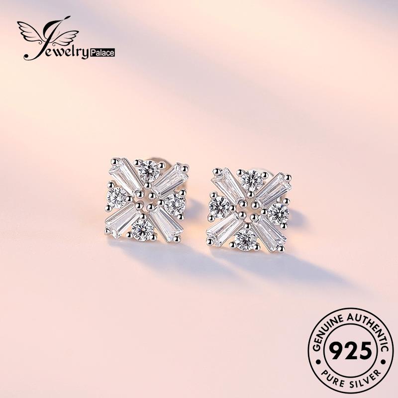 Jewelrypalace Anting Wanita Temperamen Stud Moissanite Persegi Berlian Asli Perak925 E224