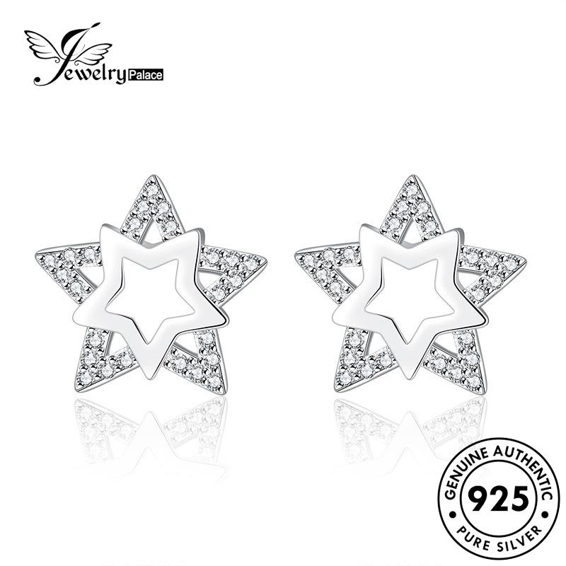 Jewelrypalace Asli Wanita Anting Bintang Berlian Perak Kepribadian925 Moissanite Stud E225