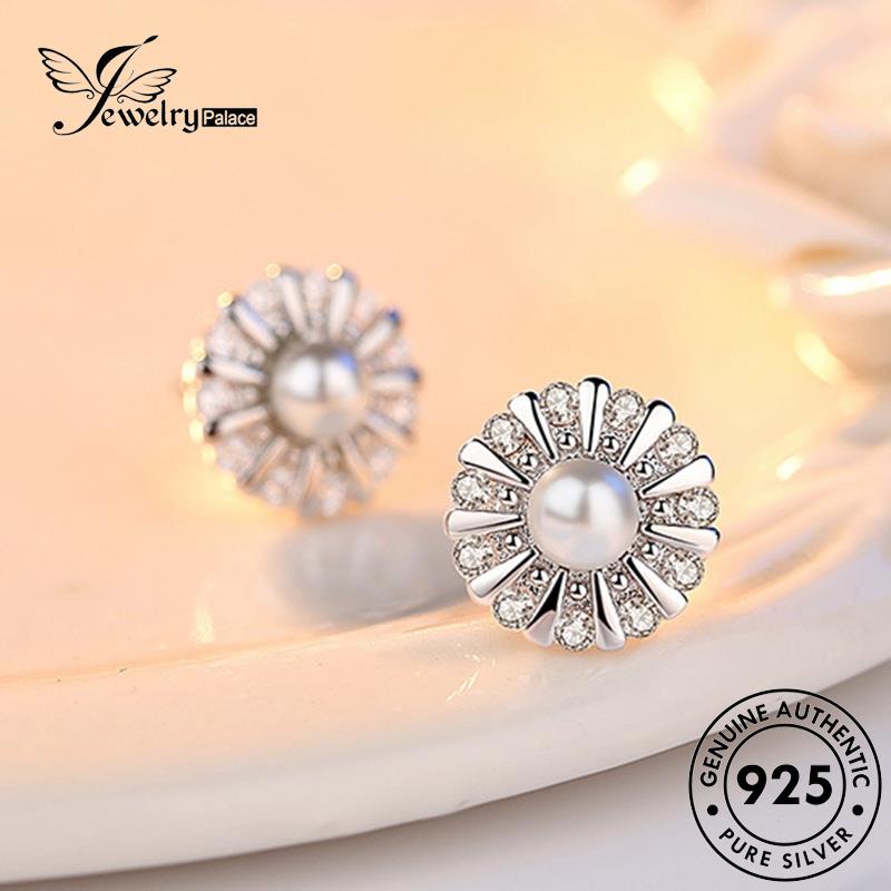 Jewelrypalace Perak Bunga Matahari Mutiara925 Anting Pribadi Asli Wanita Stud E229