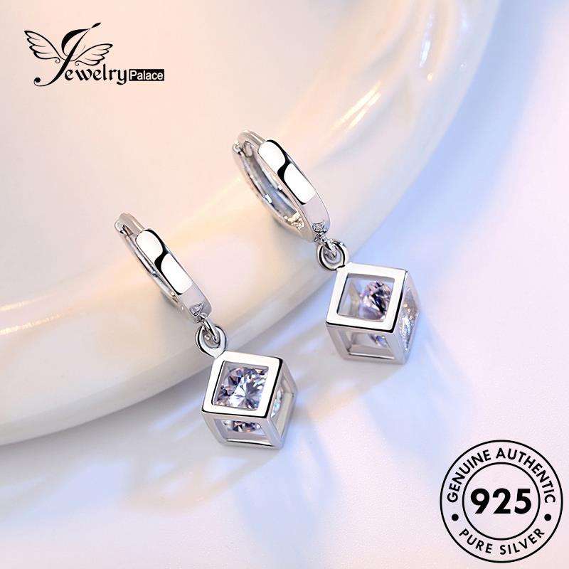 Jewelrypalace Persegi Berlian925 Anting Fashion Moissanite Perak Asli Hoop Wanita E347