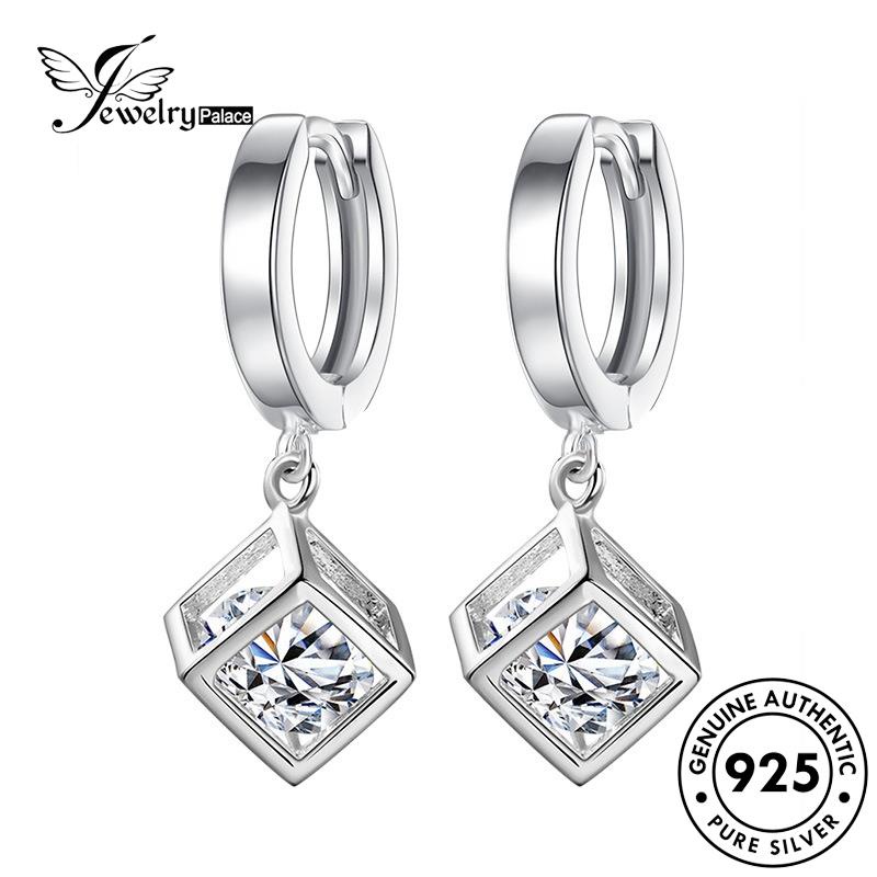 Jewelrypalace Persegi Berlian925 Anting Fashion Moissanite Perak Asli Hoop Wanita E347