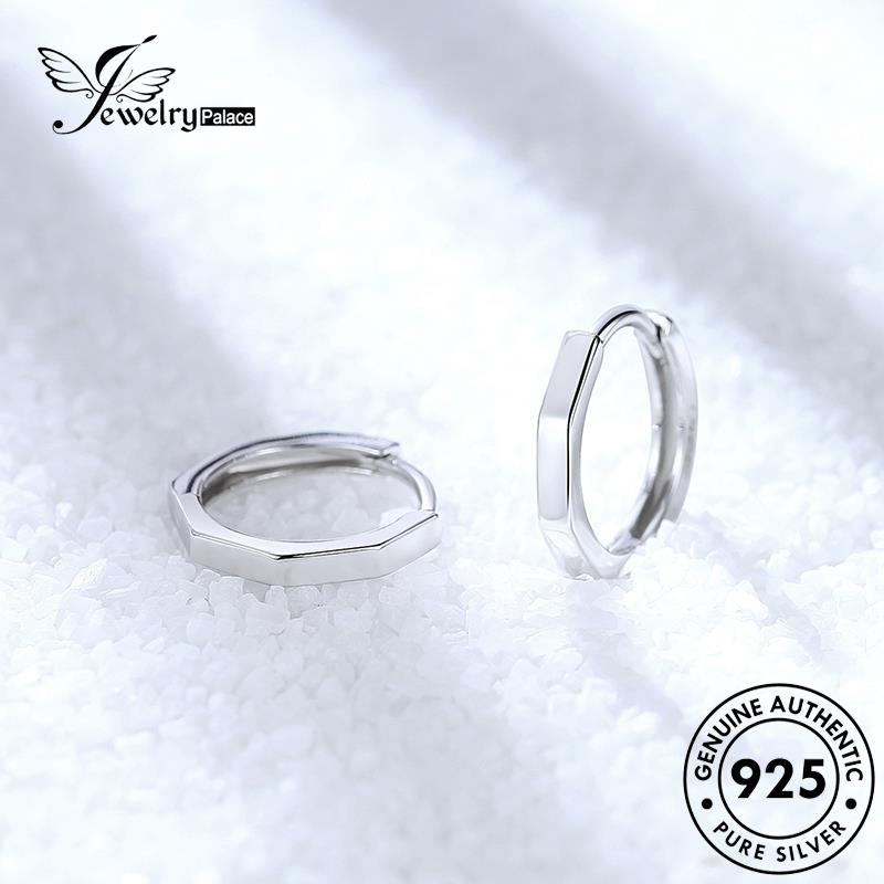 Jewelrypalace Anting Simple Wanita Perak925 Hoop Emas Asli Octagon E380