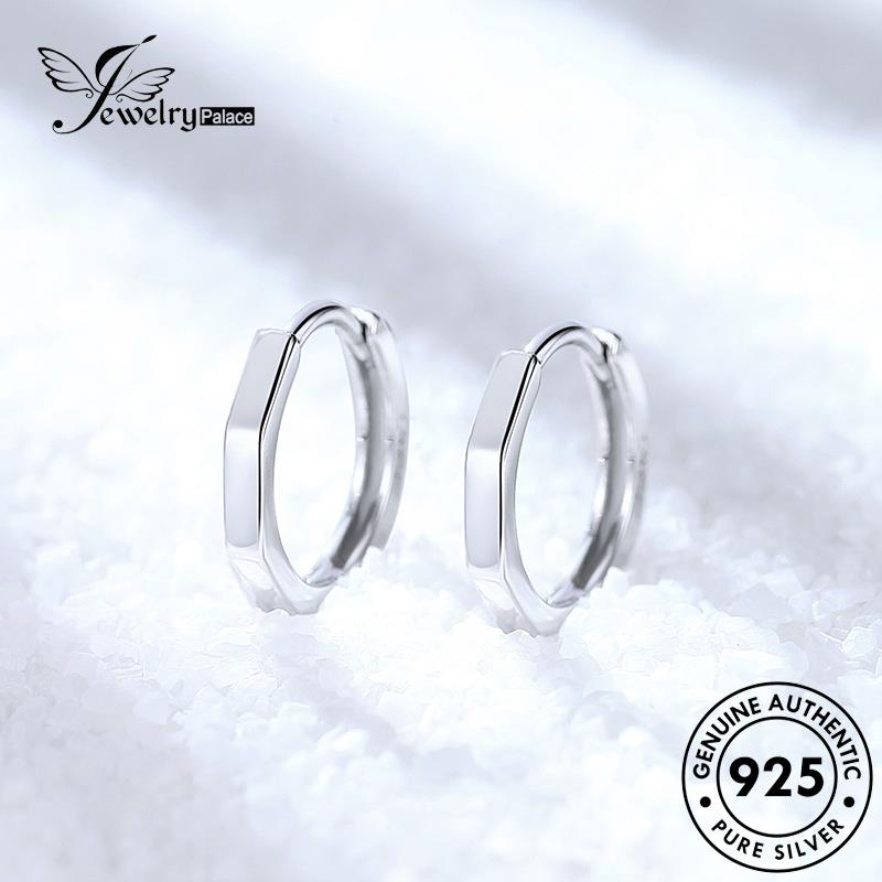 Jewelrypalace Anting Simple Wanita Perak925 Hoop Emas Asli Octagon E380