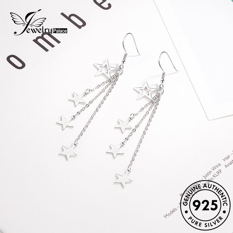 Jewelrypalace Bintang Temperamen Kait Perak Asli Wanita925 Anting Emas Berujung Lima E440