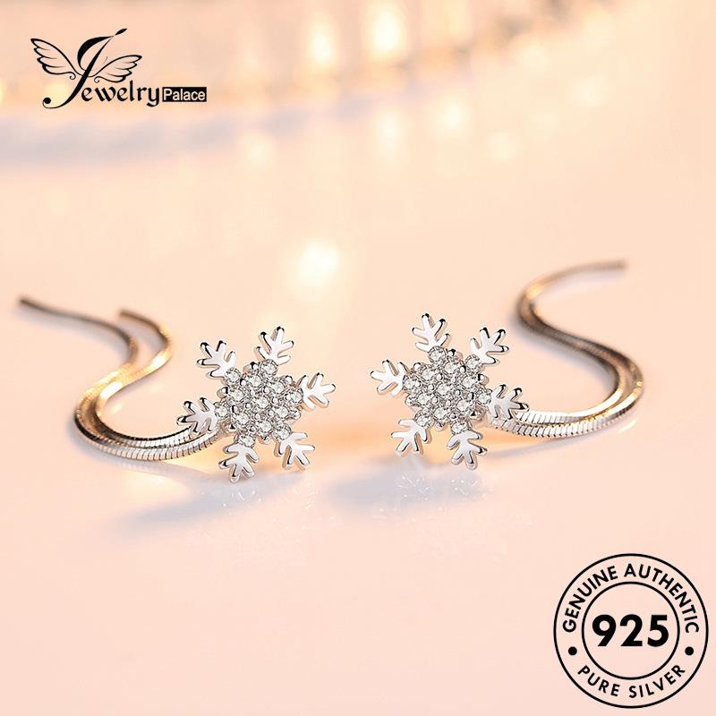 Jewelrypalace Snowflake925 Anting Moissanite Perak Wanita Berlian Fashion Stud Asli E442