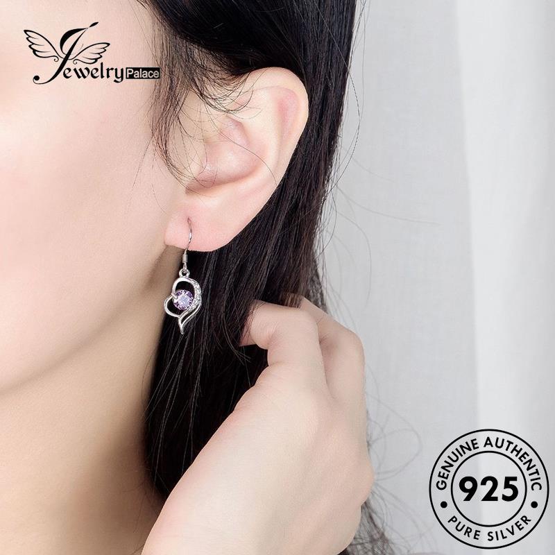 Jewelrypalace Asli Temperamen Wanita Bentuk Perak Anting Hati Pengait Safir925 E479