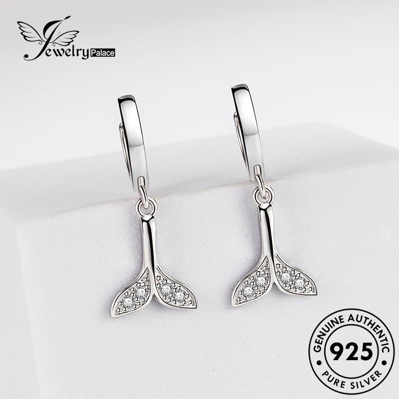 Jewelrypalace Anting Asli Simple Moissanite Wanita Hoop Fishtail Perak925Berlian E426