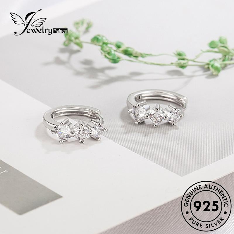 Jewelrypalace Hoop Perak Wanita925 Moissanite Anting Asli Berlian Simple E428