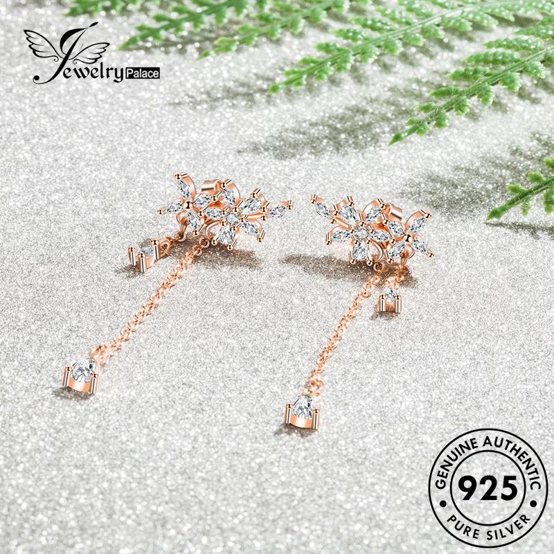 Jewelrypalace Anting Berlian Perak Temperamen Moissanite Bunga Asli Emas925 Stud Wanita E493