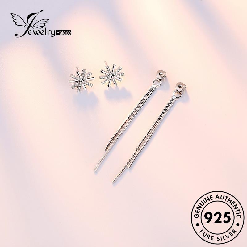 Jewelrypalace Anting Perak Asli Stud Wanita Kepribadian925 Bunga Berlian Moissanite E541