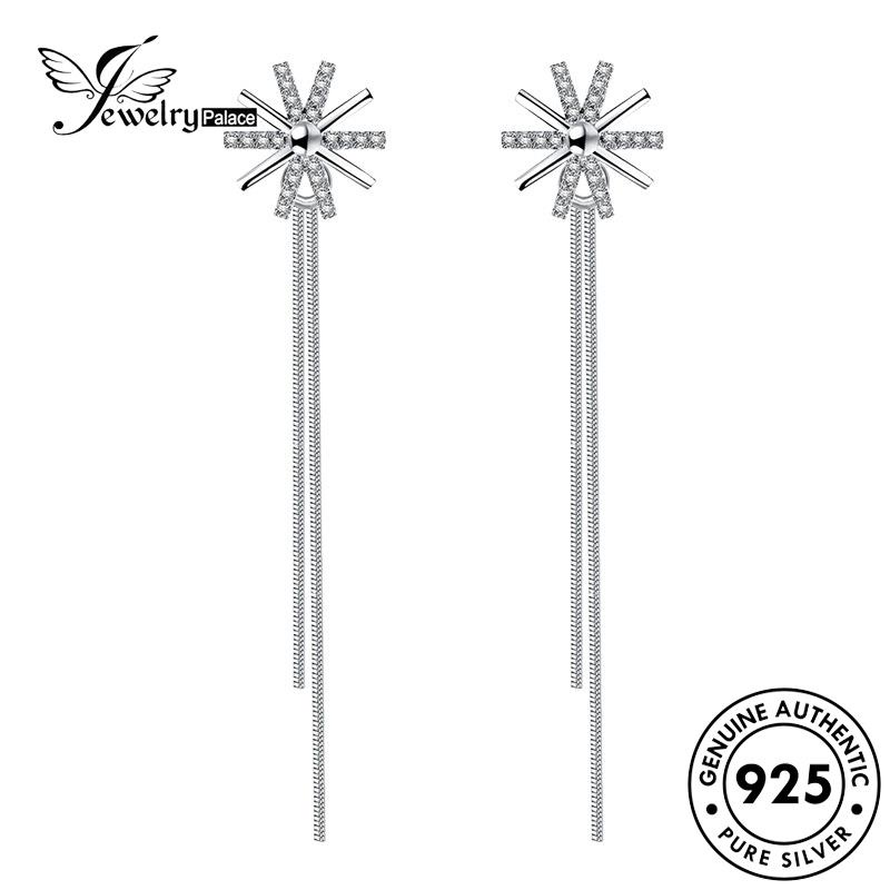 Jewelrypalace Anting Perak Asli Stud Wanita Kepribadian925 Bunga Berlian Moissanite E541