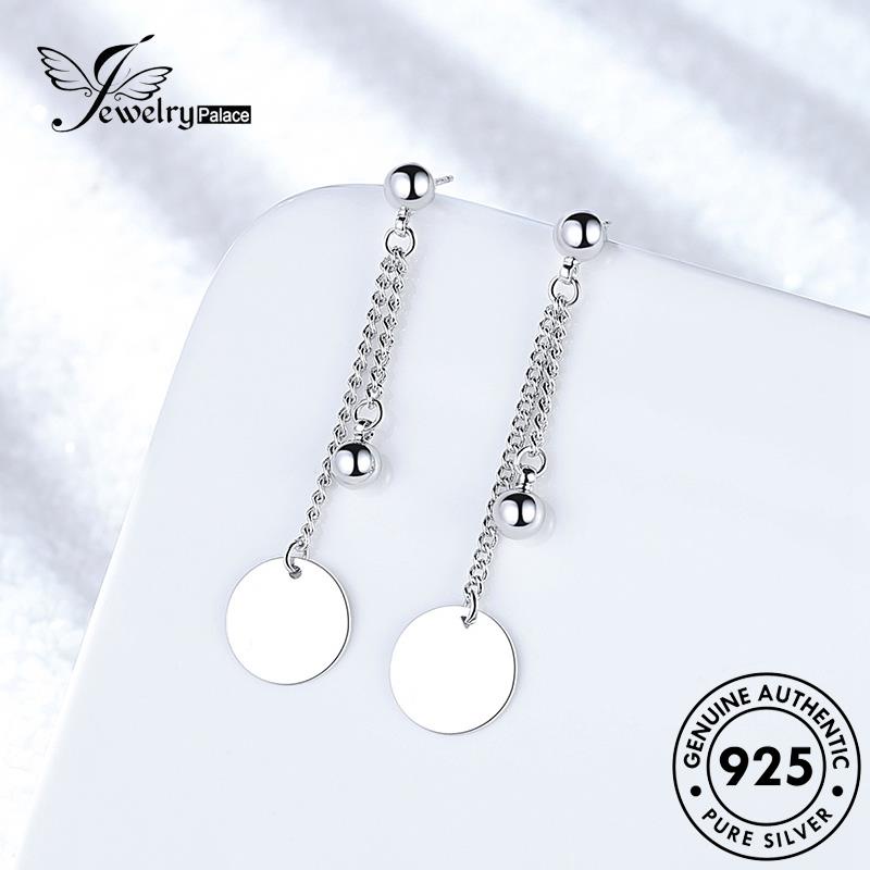 Jewelrypalace Perak925 Asli Temperamen Anting Rumbai Bulat Kue Stud Wanita E549