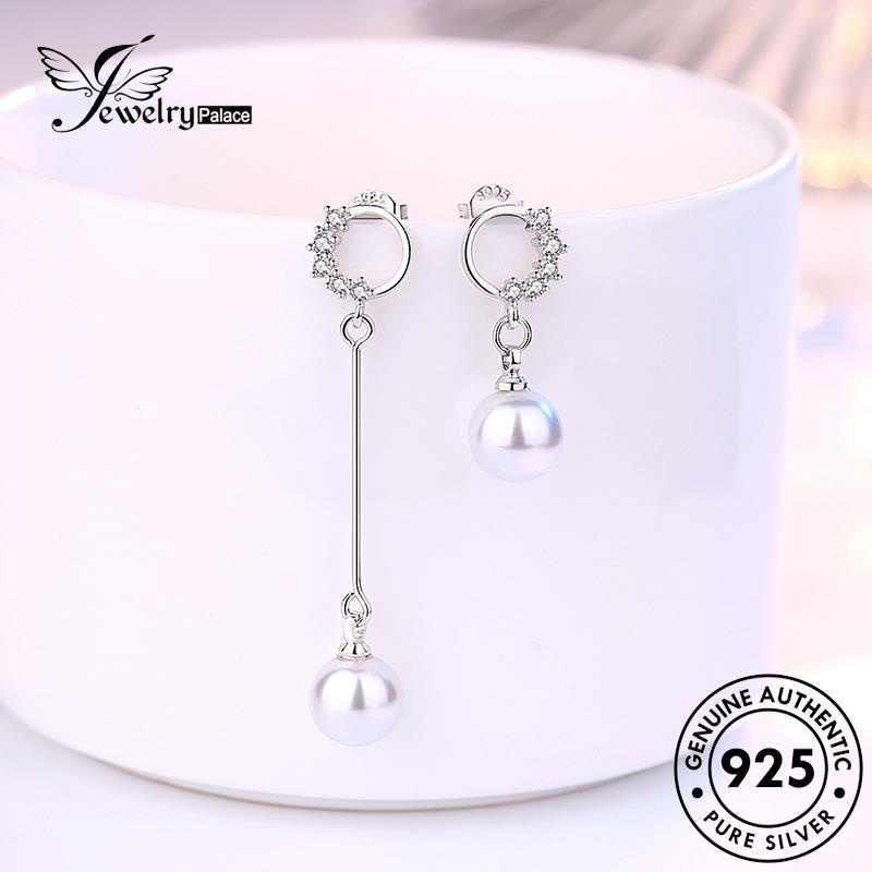Jewelrypalace Jumbai Asli Stud Panjang Perak925 Anting Mutiara Wanita E591