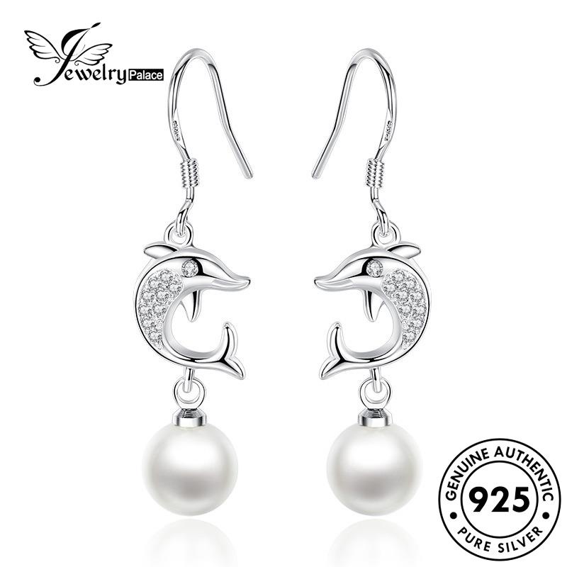 Jewelrypalace Perak Dolphin Wanita925Mutiara Kepribadian Anting Kait Asli E566