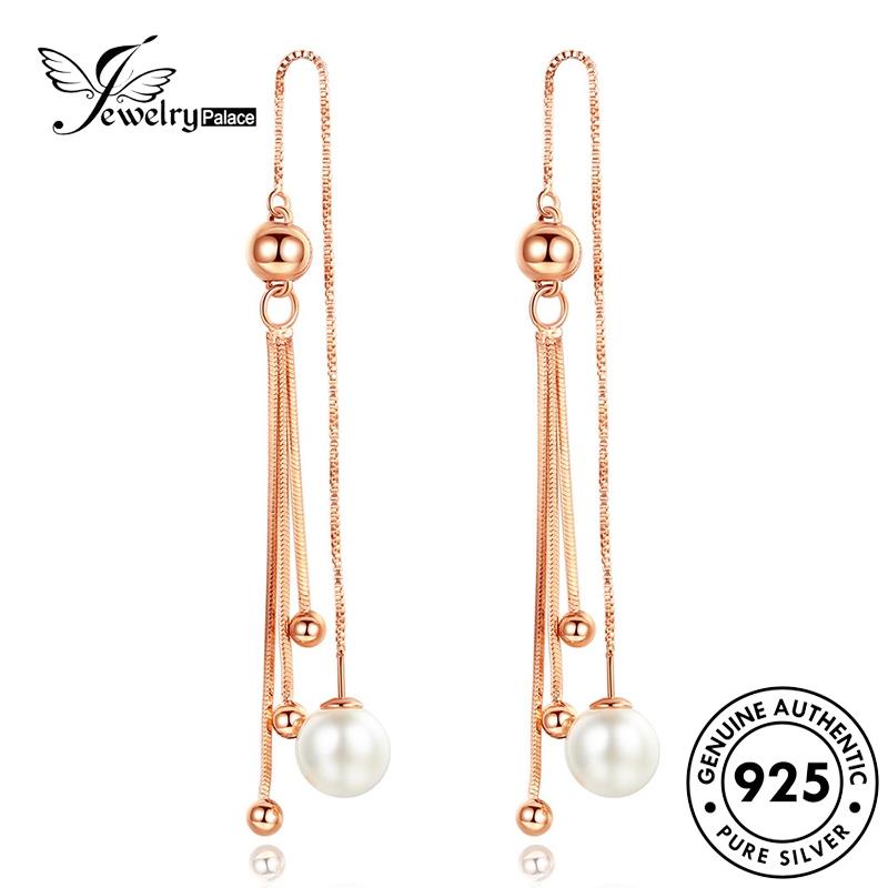 Jewelrypalace Asli Pinggiran Emas Perak Fresh Drop925 Anting Wanita Mutiara E634