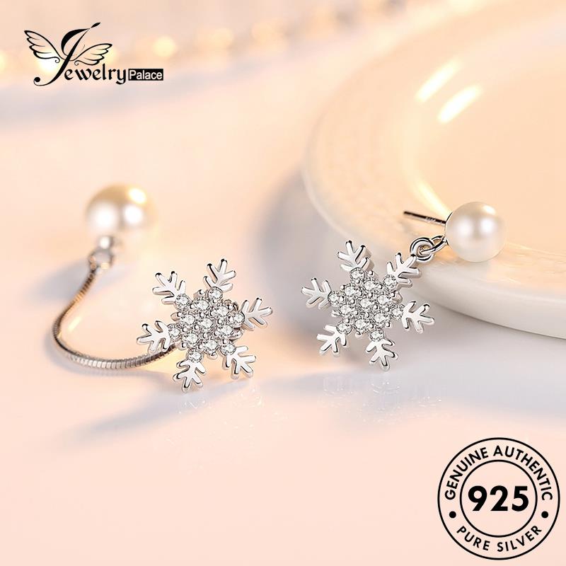 Jewelrypalace Wanita Asli Mutiara Anting Perak Snowflake Creative Stud925 E706