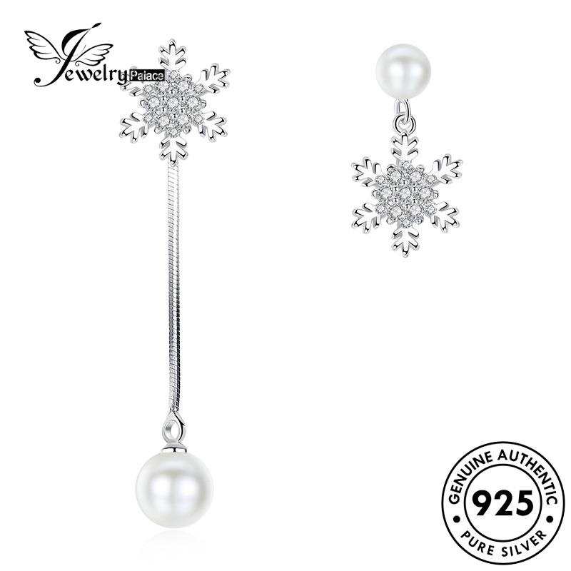 Jewelrypalace Wanita Asli Mutiara Anting Perak Snowflake Creative Stud925 E706