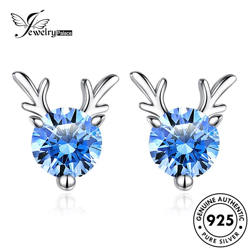 Jewelrypalace Tanduk Stud Wanita Sapphire Forest Asli925 Anting Perak E748