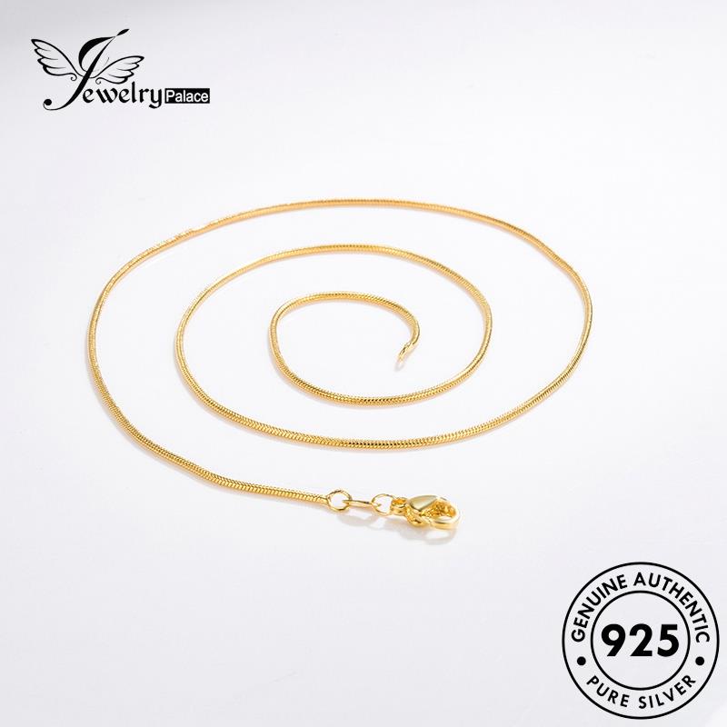 Jewelrypalace Kalung Perak Amerika Ular Dan Emas Eropa925 Wanita Asli Tulang Bulat N73