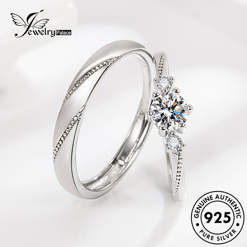 Jewelrypalace Original At Elegant First Moissanite Cincin Perak Love Pasangan Diamond Sight925 R119