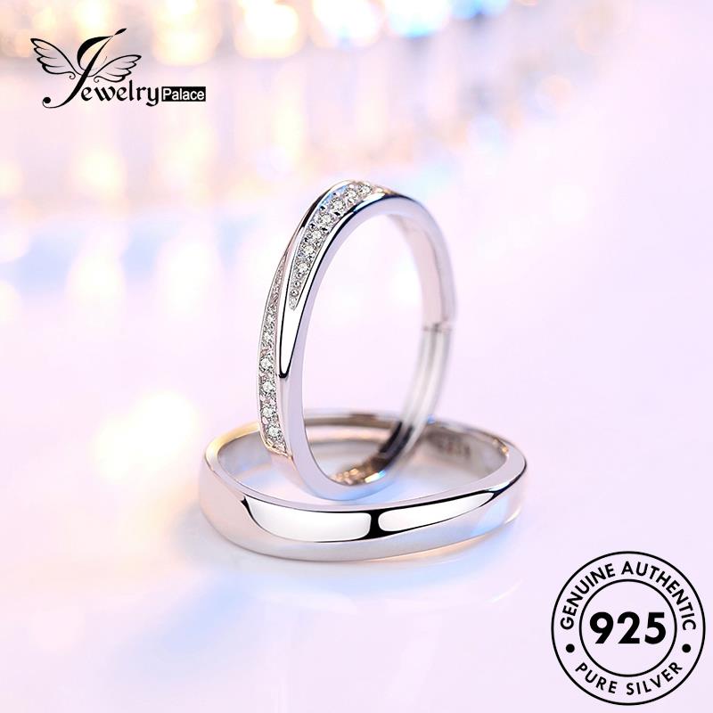 Jewelrypalace Cinta Moissanite Berlian Pasangan925Cincin Fashion Sebutan Perak Sungai Asli R64