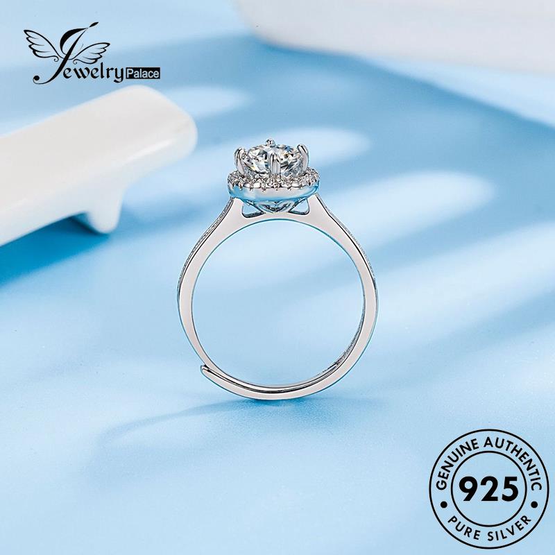 Jewelrypalace Cincin Moissanite Asli Wanita Perak Berlian Cakar Empat Bulat925 R141