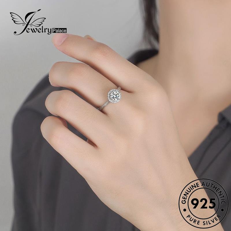 Jewelrypalace Cincin Moissanite Asli Wanita Perak Berlian Cakar Empat Bulat925 R141