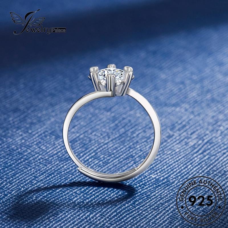 Jewelrypalace Cincin Fashion Lengan Berlian Wanita Moissanite Asli Twist925 Perak R134