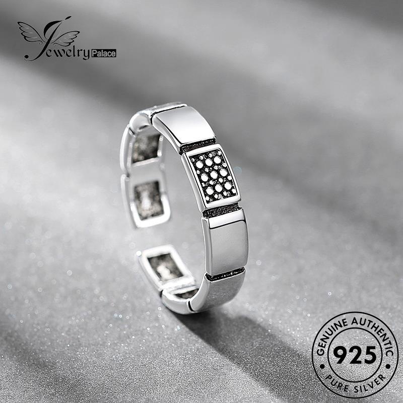 Tempat Perhiasan Wanita Perak Asli Persegi925 Cincin Kreatif R243