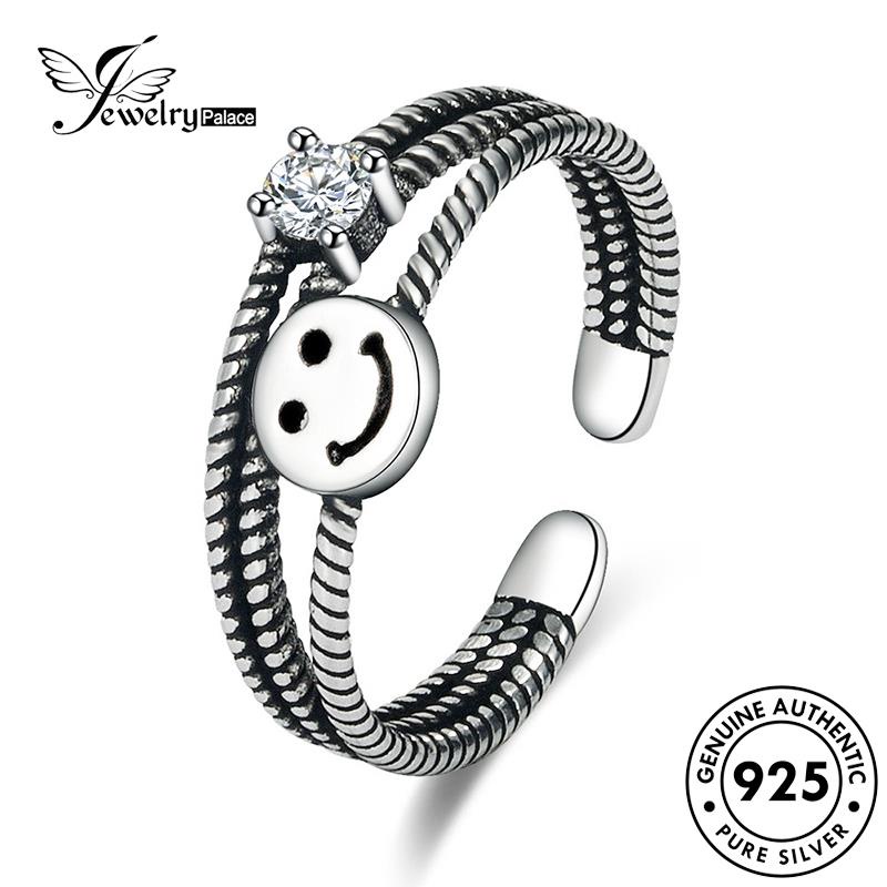Tempat Perhiasan Wanita Smiley Rings Retro925 Perak Asli R228